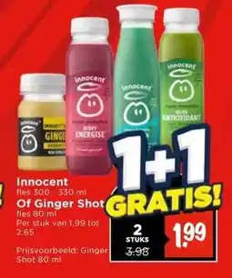 Vomar Voordeelmarkt Innocent fles 300-330 ml Of Ginger Shot fles 80 ml aanbieding