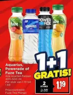 Vomar Voordeelmarkt Aquarius, Powerade of Fuze Tea aanbieding