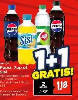 Vomar Voordeelmarkt Pepsi, 7up of Sisi aanbieding