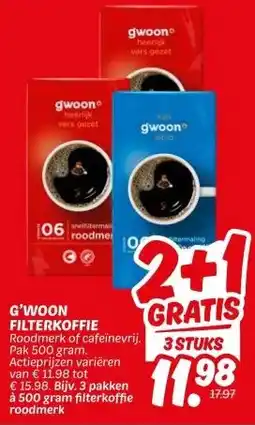 Dekamarkt G'WOON FILTERKOFFIE aanbieding