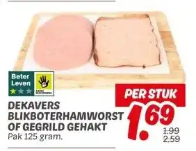 Dekamarkt DEKAVERS BLIKBOTERHAMWORST OF GEGRILD GEHAKT aanbieding