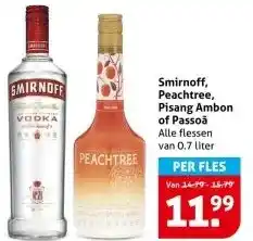Hoogvliet Smirnoff, Peachtree, Pisang Ambon of Passoã aanbieding
