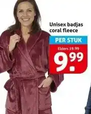 Hoogvliet Unisex badjas coral fleece aanbieding