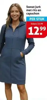 Hoogvliet Sweat jurk met rits en capuchon aanbieding