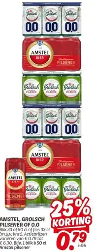 Dekamarkt AMSTEL, GROLSCH PILSENER OF 0.0 aanbieding