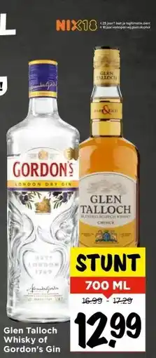 Vomar Voordeelmarkt Glen Talloch Whisky of Gordon's Gin aanbieding
