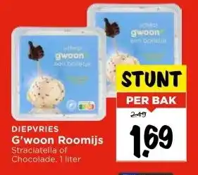 Vomar Voordeelmarkt DIEPVRIES G'woon Roomijs aanbieding