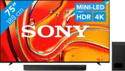 Coolblue Sony 75 Bravia 7 4K QLED XR Mini-led (2024) + Sony Bravia Theatre Bar 6 Zwart aanbieding
