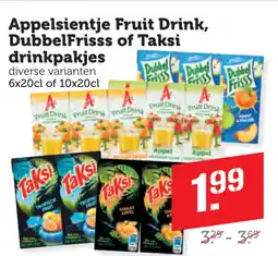 Dagwinkel Appelsientje Fruit Drink, DubbelFrisss of Taksi drinkpakjes aanbieding