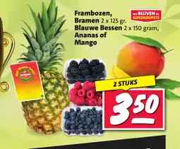 Nettorama Frambozen, Bramen Blauwe Bessen Ananas of Mango aanbieding