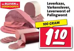 Nettorama Leverkaas, Varkenslever, Leverworst of Palingworst aanbieding