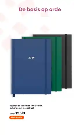 The Read Shop Agenda a5 in diverse uni-kleuren, gebonden of met spiraal aanbieding