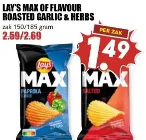 MCD Supermarkt LAY'S MAX OF FLAVOUR ROASTED GARLIC & HERBS aanbieding
