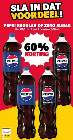 MCD Supermarkt PEPSI REGULAR OF ZERO SUGAR aanbieding