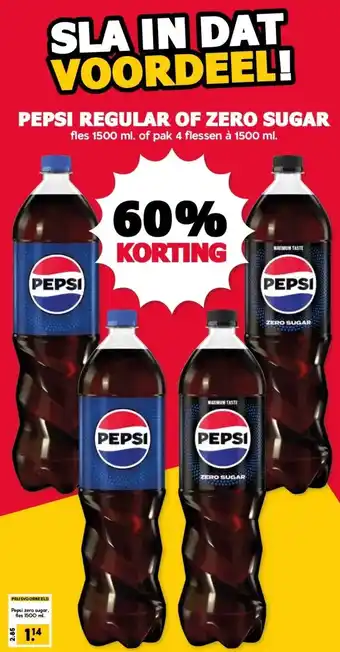 MCD Supermarkt PEPSI REGULAR OF ZERO SUGAR aanbieding