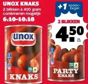 MCD Supermarkt UNOX KNAKS aanbieding
