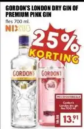 MCD Supermarkt GORDON'S LONDON DRY GIN OF PREMIUM PINK GIN aanbieding