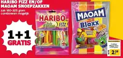 MCD Supermarkt HARIBO FIZZ EN/OF MAOAM SNOEPZAKKEN aanbieding