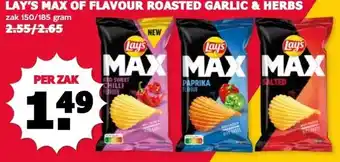 MCD Supermarkt LAY'S MAX OF FLAVOUR ROASTED GARLIC & HERBS aanbieding