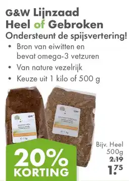 Gezond & Wel G&W Lijnzaad Heel of Gebroken aanbieding