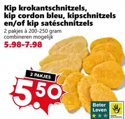 CoopCompact Kip krokantschnitzels, kip cordon bleu, kipschnitzels en/of kip satéschnitzels aanbieding