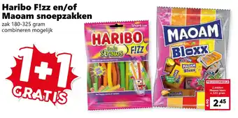 CoopCompact Haribo F!zz en/of Maoam snoepzakken aanbieding