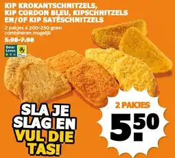 Coop KIP KROKANTSCHNITZELS, KIP CORDON BLEU, KIPSCHNITZELS EN/OF KIP SATÉSCHNITZELS aanbieding