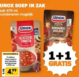 Coop UNOX SOEP IN ZAK aanbieding