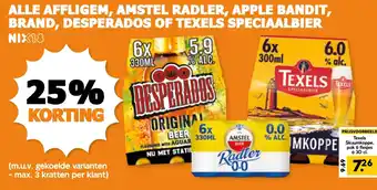 Coop ALLE AFFLIGEM, AMSTEL RADLER, APPLE BANDIT, BRAND, DESPERADOS OF TEXELS SPECIAALBIER aanbieding