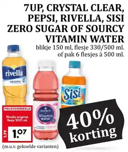 Coop 7UP, CRYSTAL CLEAR, PEPSI, RIVELLA, SISI ZERO SUGAR OF SOURCY VITAMIN WATER aanbieding