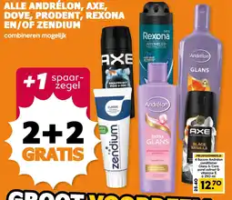 Coop ALLE ANDRÉLON, AXE, DOVE, PRODENT, REXONA EN/OF ZENDIUM aanbieding