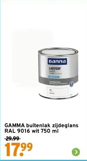 GAMMA GAMMA buitenlak zijdeglans RAL 9016 wit 750 ml aanbieding