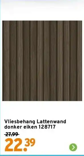 GAMMA Vliesbehang Lattenwand donker eiken 128717 aanbieding