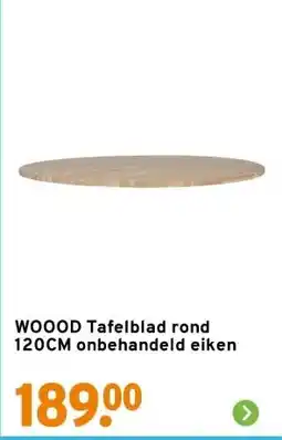 GAMMA WOOOD Tafelblad rond 120CM onbehandeld eiken aanbieding