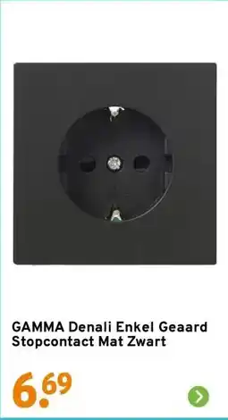 GAMMA GAMMA Denali Enkel Geaard Stopcontact Mat Zwart aanbieding