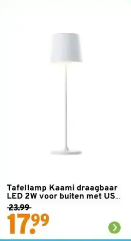 GAMMA Tafellamp Kaami draagbaar LED 2W voor buiten met USB oplaadbare accu, wit aanbieding