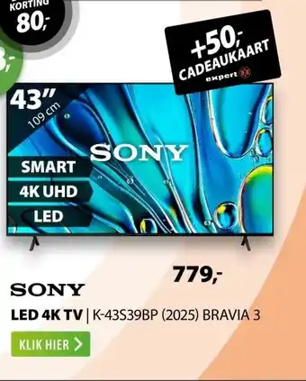 Expert Sony K-43S39BP (2025) BRAVIA 3 aanbieding