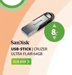 Expert SanDisk Cruzer Ultra Flair 64GB (USB 3.0) Zwart aanbieding