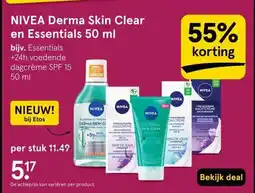 Etos NIVEA Derma Skin Clear en Essentials 50 ml aanbieding