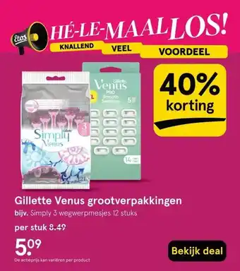 Etos Gillette Venus grootverpakkingen aanbieding