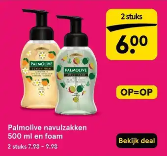 Etos Palmolive navulzakken 500 ml en foam aanbieding