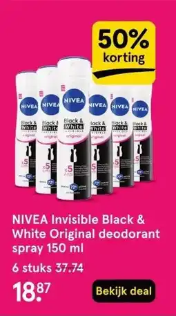 Etos NIVEA Invisible Black & White Original deodorant spray 150 ml aanbieding