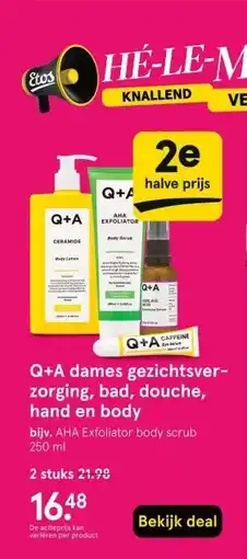 Etos Q+A dames gezichtsver- zorging, bad, douche, hand en body aanbieding