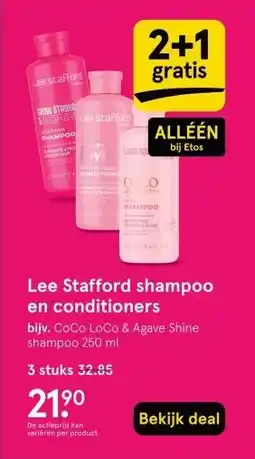 Etos Lee Stafford shampoo en conditioners aanbieding
