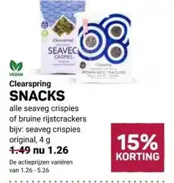 Ekoplaza Clearspring SNACKS aanbieding