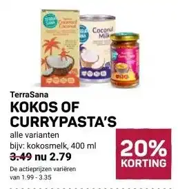 Ekoplaza TerraSana KOKOS OF CURRYPASTA'S aanbieding