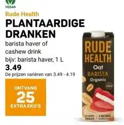 Ekoplaza Rude Health PLANTAARDIGE DRANKEN aanbieding