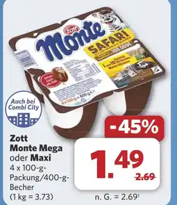 Combi Zott Monte Mega oder Maxi aanbieding