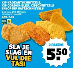 Boon`s Markt KIP KROKANTSCHNITZELS, KIP CORDON BLEU, KIPSCHNITZELS EN/OF KIP SATÉSCHNITZELS aanbieding