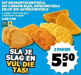 Boon`s Markt KIP KROKANTSCHNITZELS, KIP CORDON BLEU, KIPSCHNITZELS EN/OF KIP SATÉSCHNITZELS aanbieding